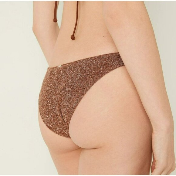 PINK Shimmer Brazilian Soft Cappucino Sparkle Bikini Bottom Medium - Picture 5 of 5